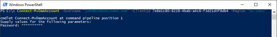 Connect PowerShell to MediaValet DAM using Password